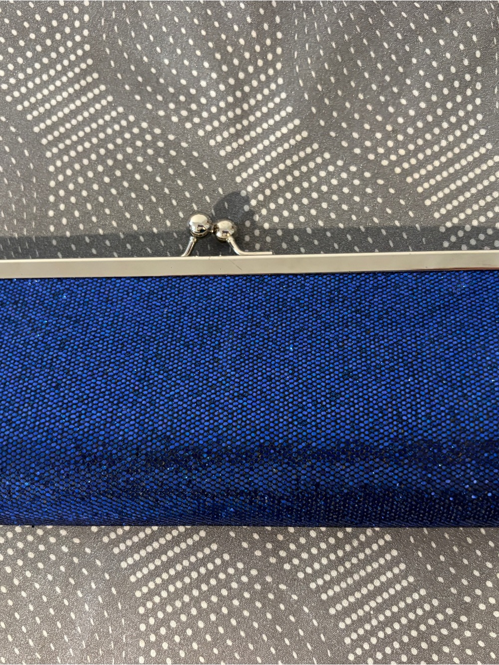 Royal Blue Sparkle Clutch Wristlet with Silver Frame